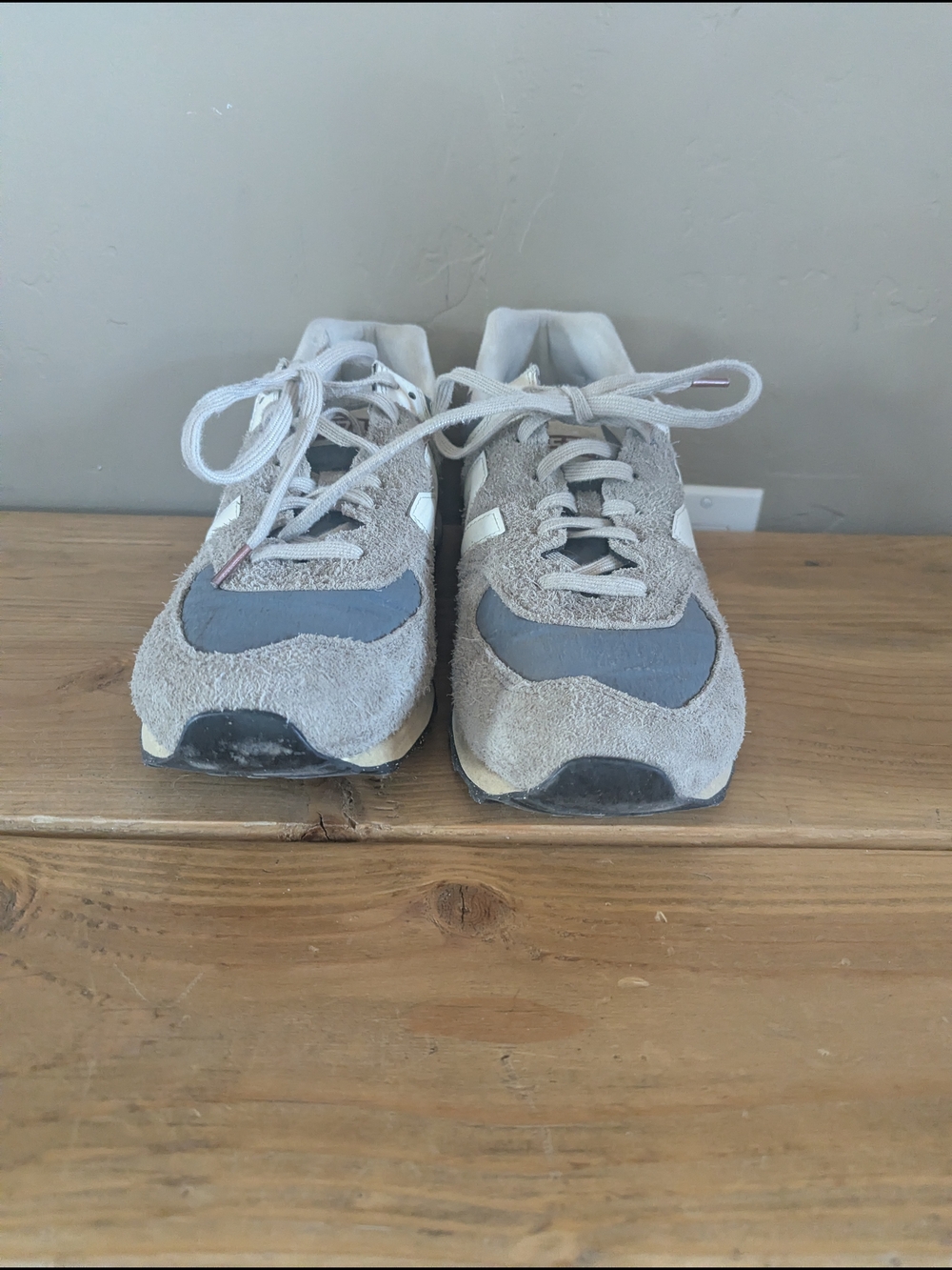 New Balance Gray and Blue Suede Mesh Sneakers - Picture 6 of 6